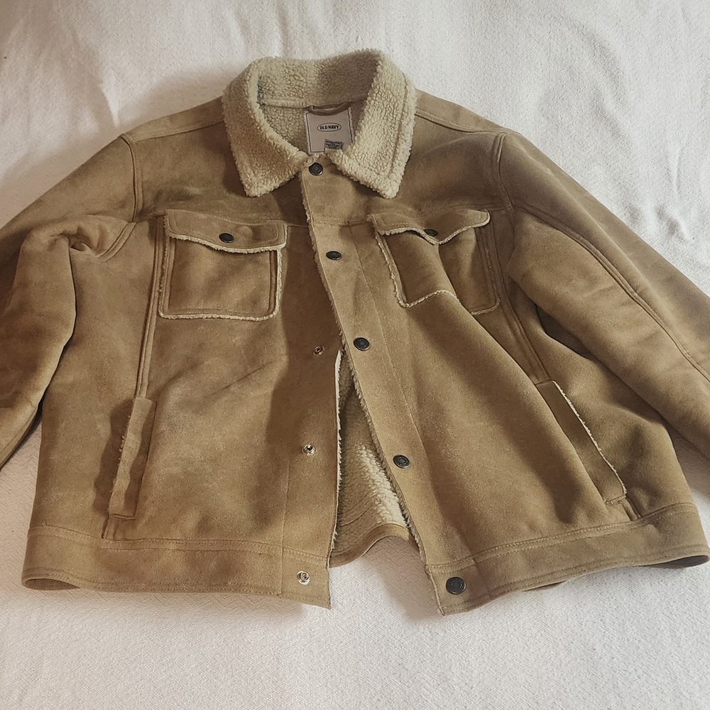 Old Navy Men's Tan Shearling Jacket - Picture 2 of 11